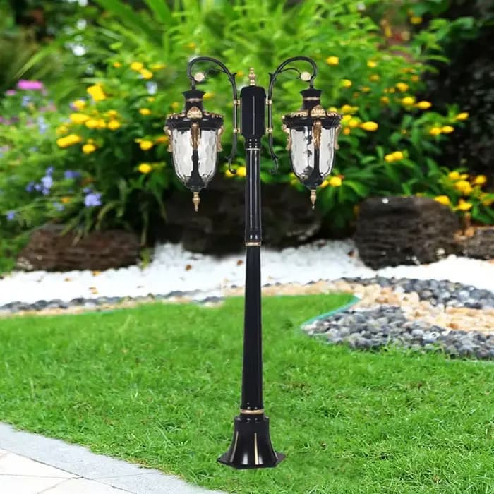 Lampe de jardin extérieure étanche, style rétro européen, lampadaire de rue pour villa, lampadaire paysager sur poteau haut