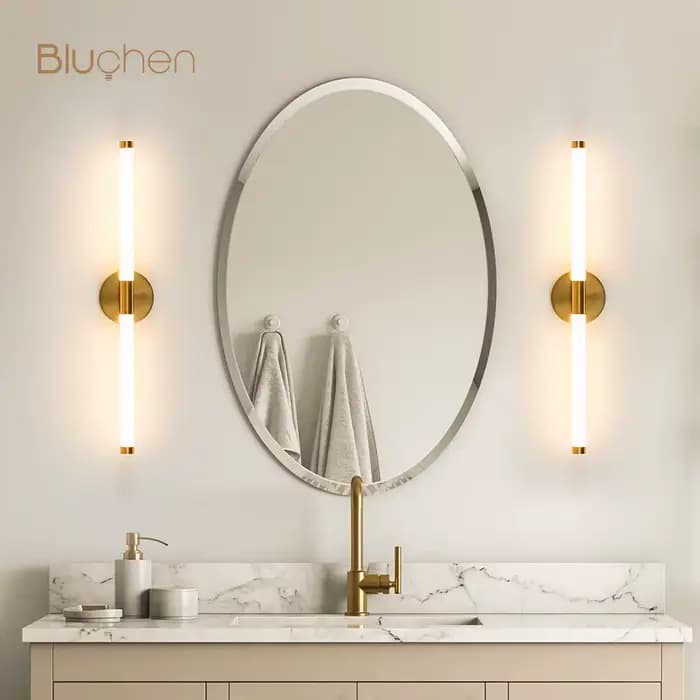 Applique murale LED conçue 400 550mm applique murale Double abat-jour haut vers le bas salle de bain applique murale lumière d'image dorée