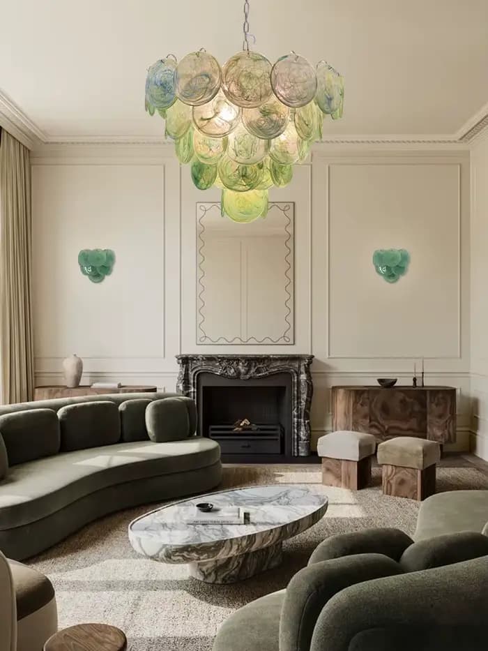 Lustre LED Dimmable 2026 en Verre Murano Suspension Luminaire pour Hall d'entrée et Salle à Manger Installation Facile et Luminosité Variable Occasion Spéciale