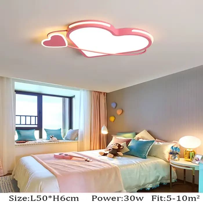 Plafonnier en Forme de Cœur Rose pour Chambre d'Enfant, Luminaire Décoratif de Plafond, Style Nordique, Montage en Encastré, Idéal pour l'Intérieur, pour Fille et Garçon