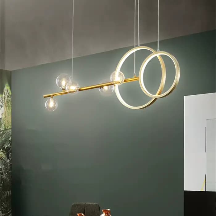 Lampe Suspendue Ronde en Verre au Design Nordique Moderne, Luminaire Décoratif d'Nik, Idéal pour une Salle à Manger, un Bureau ou un Document