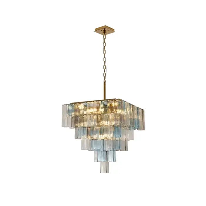 Lustre LED Dimmable en Verre Géométrique Blue Lake 2026, Suspension Luminaire pour Salon