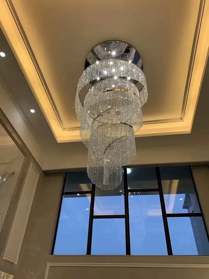 Grand lustre en cristal de conception en spirale, escalier, couloir, corrigé par Modern LED Terr al Lamp, décoration d'intérieur de luxe, luminaire LED