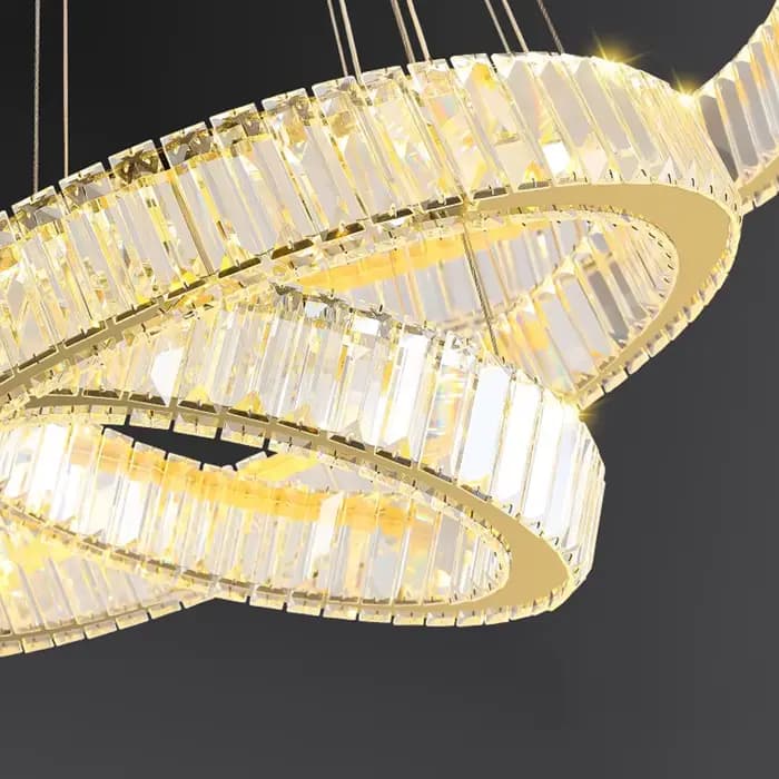 Lustre en cristal à anneau LED pour salon, salle à manger, lampe ronde en cristal, or, décoration moderne pour la maison, luminaire suspendu pour chambre à coucher