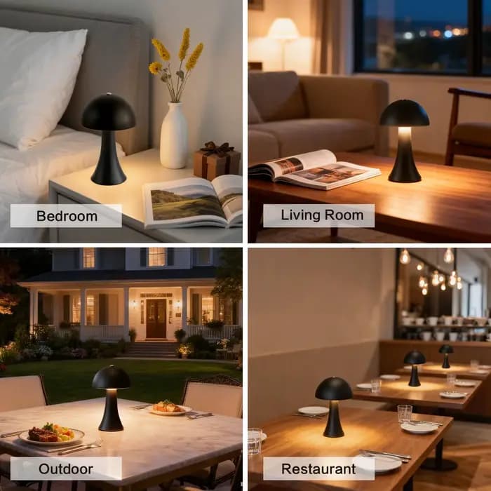 Lampe de table en forme de champignon, lumière d'ambiance, rechargeable par USB, lampe de table vintage, capteur tactile, lampe de bureau LED pour la chambre à coucher, décoration esthétique pour la m