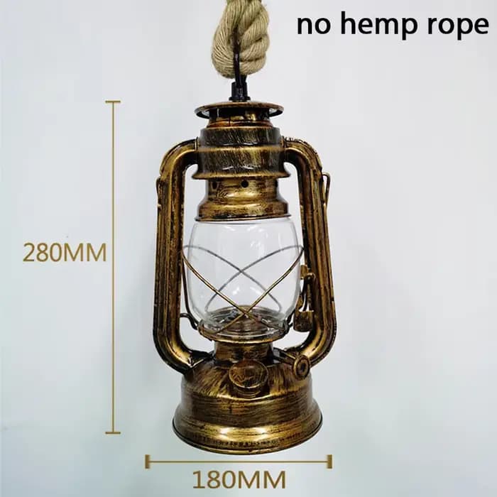 Lanterne Suspendue en Corde de Chanvre Style Rétro, Luminaire Décoratif d'Nik, Style Industriel Vintage, Idéal pour un Loft ou un Bar