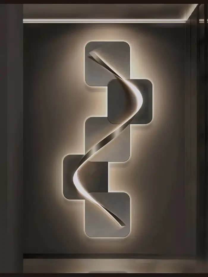 Peinture de décoration de hall d'entrée de luxe léger, lumières LED, salon minimaliste italien, murale haut de gamme dans le couloir