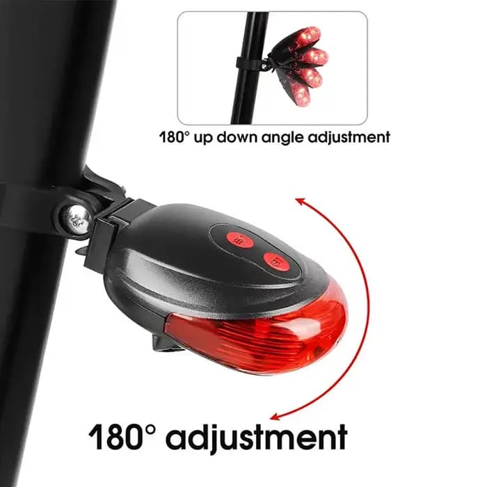 Feu arrière de vélo à 5 LED, lumière Laser pour conduite nocturne, cyclisme en plein air, étanche, feu arrière d'avertissement de sécurité