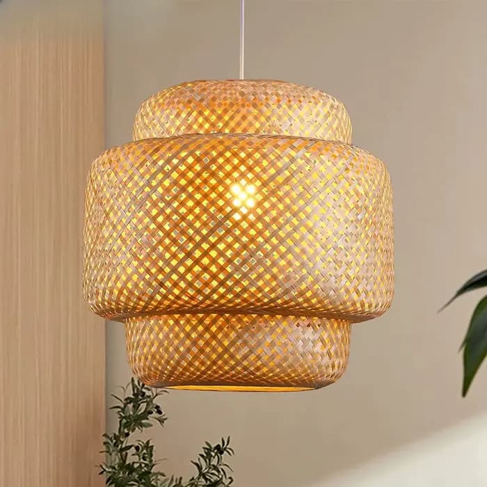 Lampes suspendues en bambou LED pour décoration intérieure et extérieure avec interrupteur tactile Blanc Cuisines Salons Balcons Hôtels Restaurants