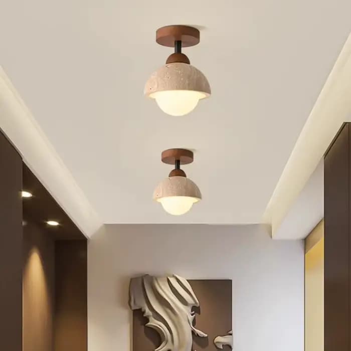 Pierre de travertin LED plafonnier allée couloir luminaire pour salon salle à manger chambre décor lustre plafonnier