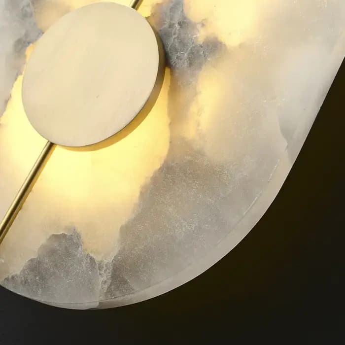 Applique murale ronde moderne en albâtre en marbre naturel pour salon chambre à coucher chevet couloir cuisine décoration d'intérieur lumière LED élégante pour femmes occasions spéciales