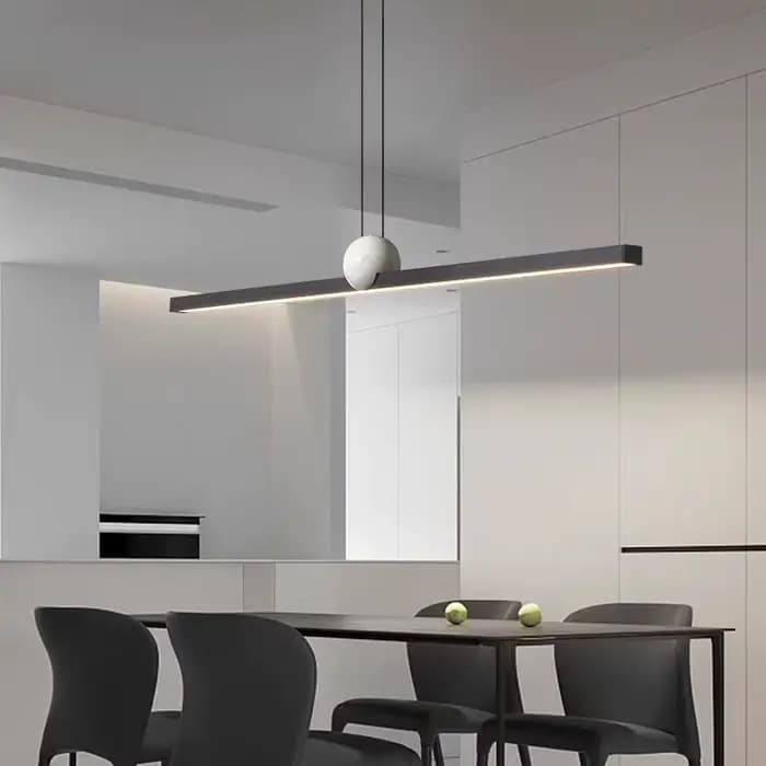 Lampe Suspendue Linéaire en Cuivre poumons, Longue Lampe à Manger de Luxe, Restaurant Nordique, Minimaliste, Marbre, Styliste, Cuisine, Bar