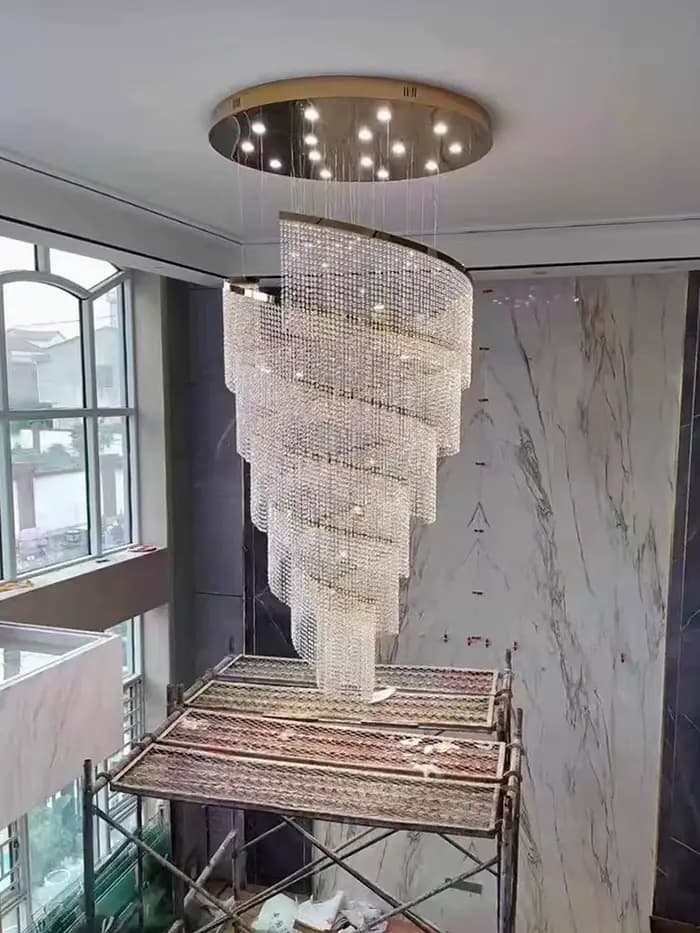 Grand lustre en cristal de conception en spirale, escalier, couloir, corrigé par Modern LED Terr al Lamp, décoration d'intérieur de luxe, luminaire LED
