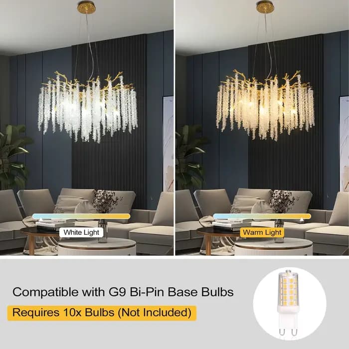 Lustre de plafond en cristal doré pour cuisine salon chambre hôtel luxe moderne avec ampoules incluses