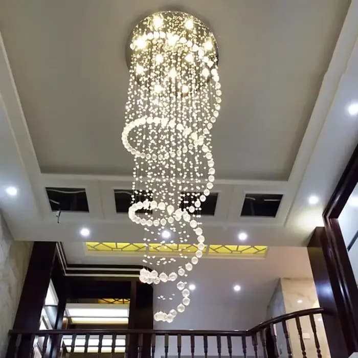Spirale Cristal LED Plafond Lustre Lumière Chambre Hall Salon Suspension Lustre Couloir Escalier Lampe Suspendue Luminaire