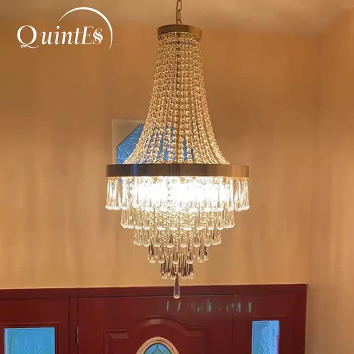 Lustre en cristal doré de luxe pour salle à manger, escalier circulaire, couloir, salon, chambre à coucher, comptoir de bar, lumière élégante