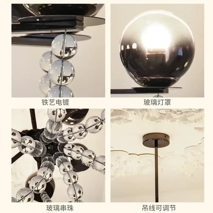 Plafonnier au Design Rétro Français, Design Luxueux, Haut de Gamme, Luminaire Décoratif de Plafond, Idéal pour un Salon ou une Chambre à Coucher