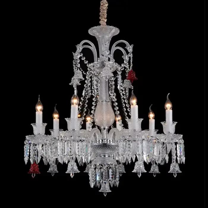 Lustre de salon, grand lustre de plafond en cristal de luxe pour hôtel et mariage, luminaire suspendu en cristal LED pour hôtel, villa, palais