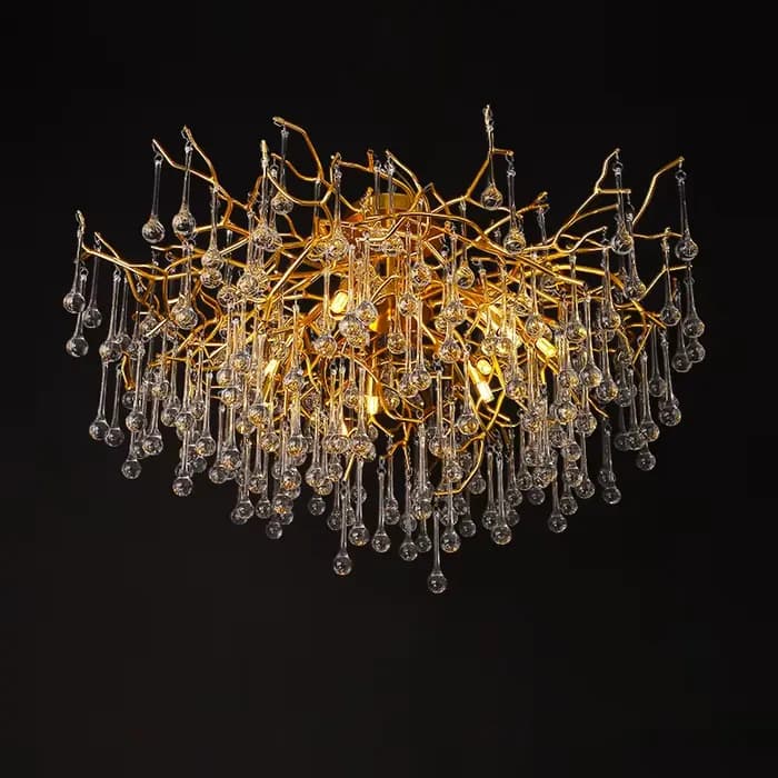 Lustres de salle en cristal modernes lustres de branche d'arbre en or lustre de plafond suspendu de luxe luminaire pour salle à manger