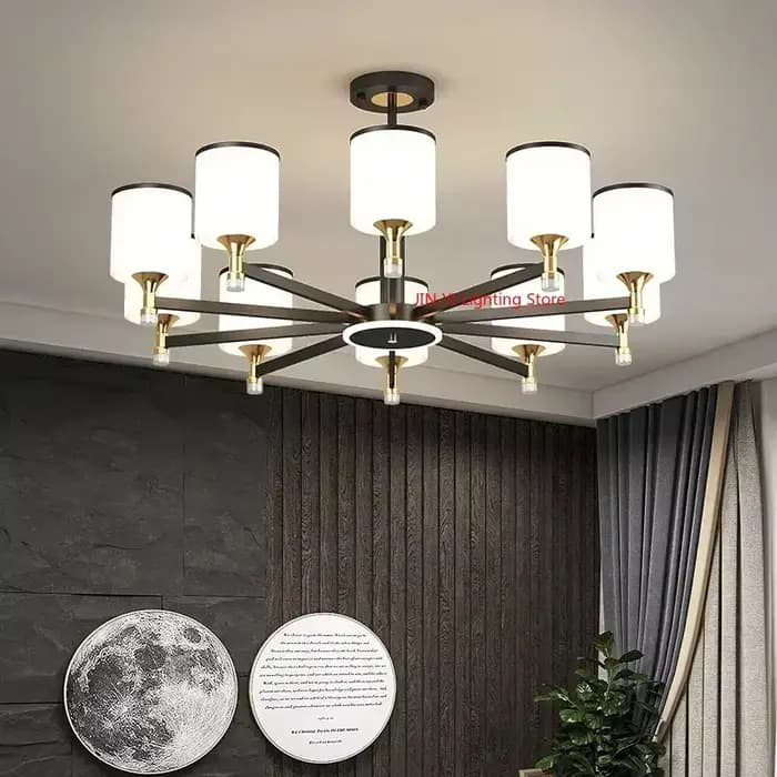 Lustre de Style chinois atmosphérique pour salon lampe classique Simple Restaurant lustre lumière trichromatique lampes rétro