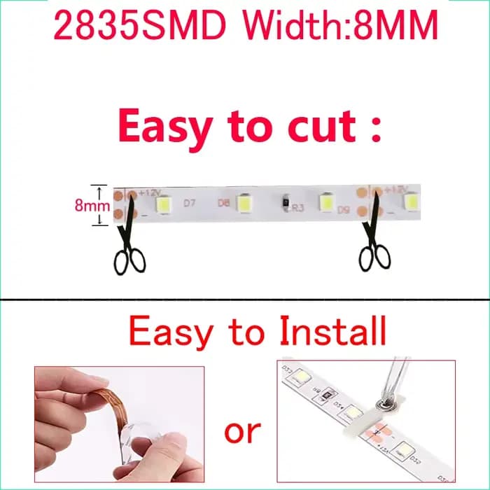 Bande lumineuse LED 1M 2M 3M 4M, LED dimmables DC 12V 60 LED/M, ruban décoratif d'intérieur blanc bleu rouge, éclairage LED pour TV et festivals