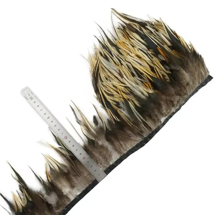 Ruban à franges en plumes de faisan naturelles, plumes de coq, pour couture, artisanat, décoration, vêtements, accessoires de broderie