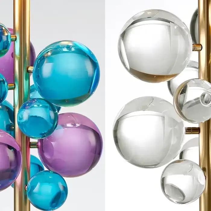 Lampe Nordique Boule de Verre Colorée Lampe Champignon Design Italien Décoration Salon Lumière Lecture Chambre Art Déco LED Verre Métal