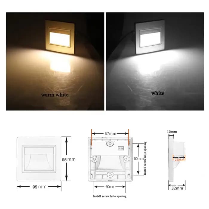 Lampe Intelligente pour Foyer de Nuit, Détecteur de Mouvement PIR, Capteur COB LED, Lumière d'Escalier Encastrée, Échelle de Marche, Foyer de Cuisine, Applique Murale