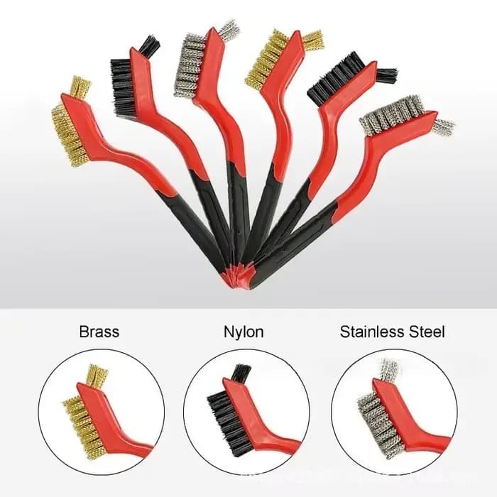 Jeu de brosses métalliques, poils en Nylon/laiton/acier inoxydable avec poignée incurvée pour la rouille, la saleté et la peinture, nettoyage en profondeur