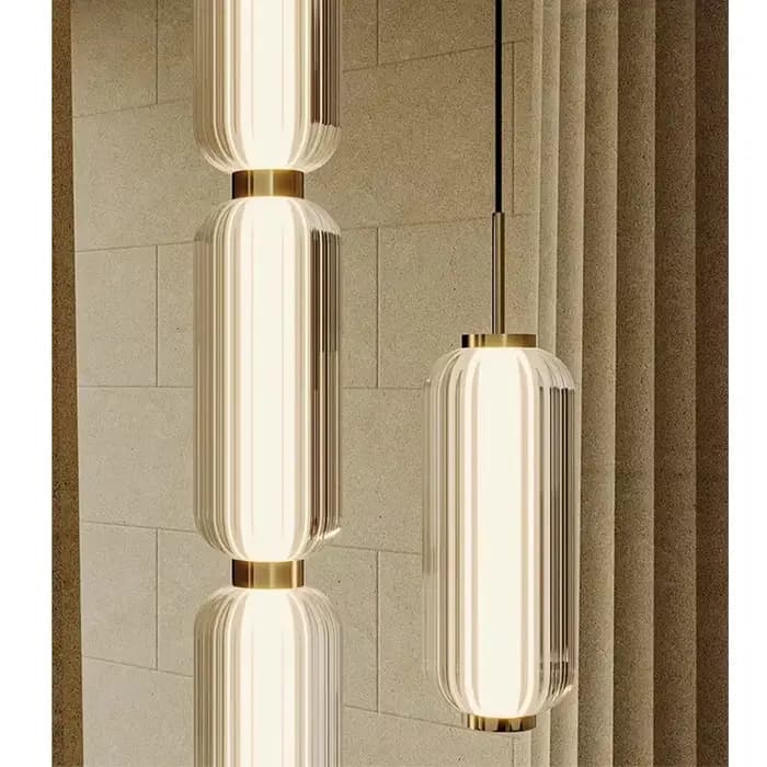 Lumière américaine de luxe hôtel salon lustre de haute qualité nordique Restaurant escalier combinaison petites lampes suspendues LED