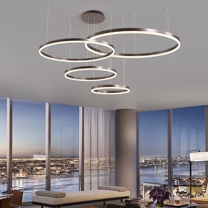 Lustre LED circulaire nordique en aluminium pour chambre à coucher, salon, suspension lumineuse, luminaires LED