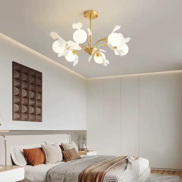 France luxe crème LED lustre Ginkgo feuille cercle concepteur pendentif lumières maison chambre décoration salon chambre lampes luminaires