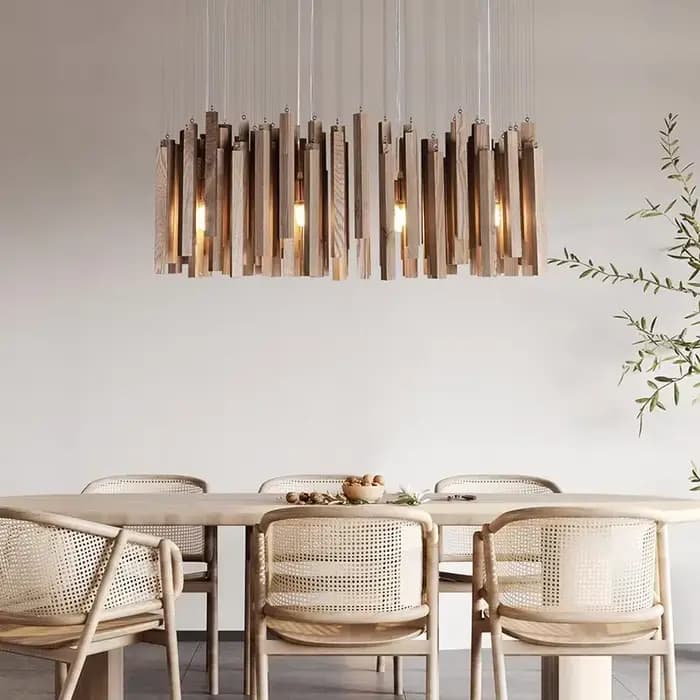 Lustre en bois massif japonais, lampes suspendues pour salle à manger, cuisine, table, chambre à coucher, ferme, restaurant