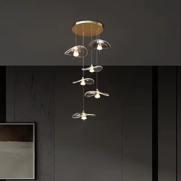 Lustre en verre moderne et minimaliste pour escalier à haut plafond, villa, duplex, loft, éclairage suspendu