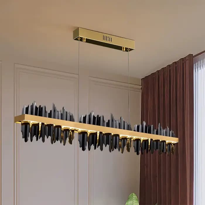 Nouveau lustre moderne pour salle à manger, design iceberg, lampe suspendue LED, luminaires rectangulaires pour îlot de cuisine, or/noir