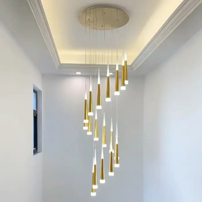 Anneau LED moderne Long lustre salon chambre cuisine escalier éclairage Villa Rotation intérieur décor à la maison suspension