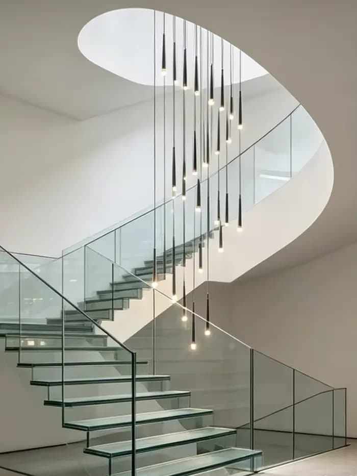 Lustre moderne pour escalier long, suspension LED spirale de luxe pour villa, duplex, loft, hall à plafond haut, lampe rotative pour cage d'escalier
