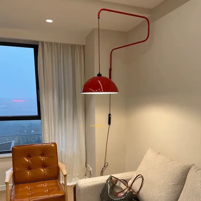 Bras long rouge bras oscillant lustre moderne industriel réglable LED E27 applique murale montée salon salle à manger chambre cuisine Bar