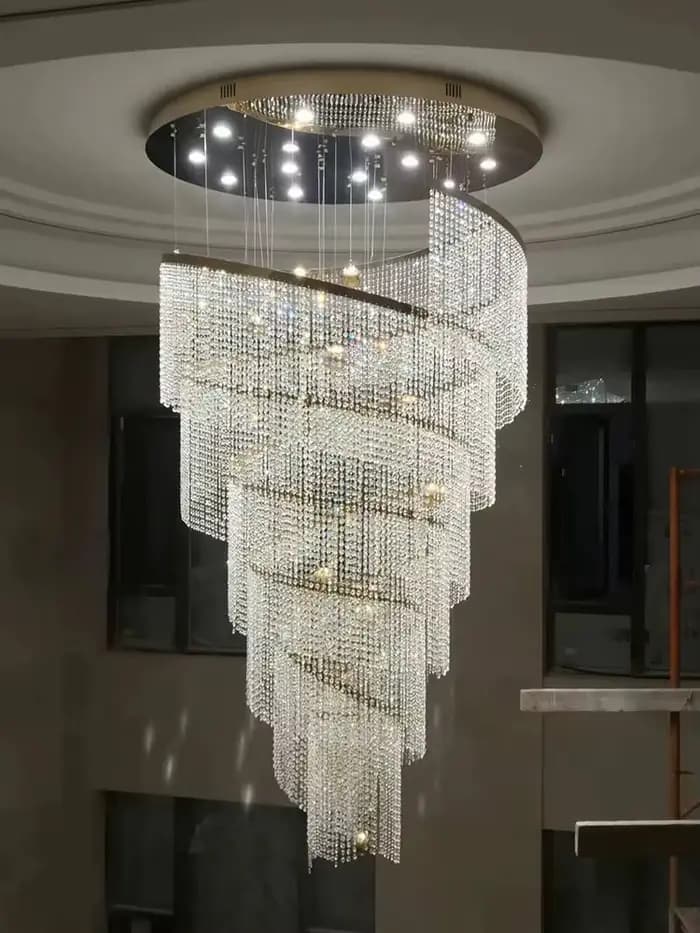 Grand lustre en cristal de conception en spirale, escalier, couloir, corrigé par Modern LED Terr al Lamp, décoration d'intérieur de luxe, luminaire LED