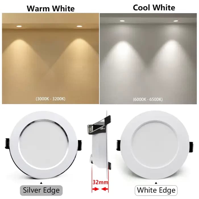Spots LED Plafond Downlight AC 220V 18W 15W 12W 9W 7W Encastré Rond Lampe Spot LED Dowm Light Panneau d’éclairage intérieur caché, Spot Lumineux LED Circulaire Encastrable pour le Plafond, Éclairage d
