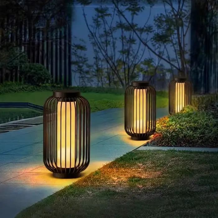 Lampadaire étanche pour cour extérieure Wabi sabi, lumière ambiante solaire pour balcon, cage à oiseaux, villa, cour, jardin, pelouse, table lumineuse
