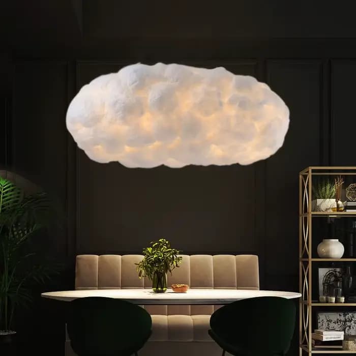 Lustre nuage en soie, lustre pour hall d'hôtel, art blanc, décoration de chambre à coucher, design créatif