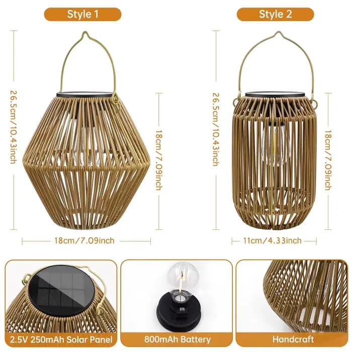 Lanternes solaires lumières solaires extérieur étanche Boho lumière pour extérieur suspendu lanterne en rotin décoration pour jardin cour Patio