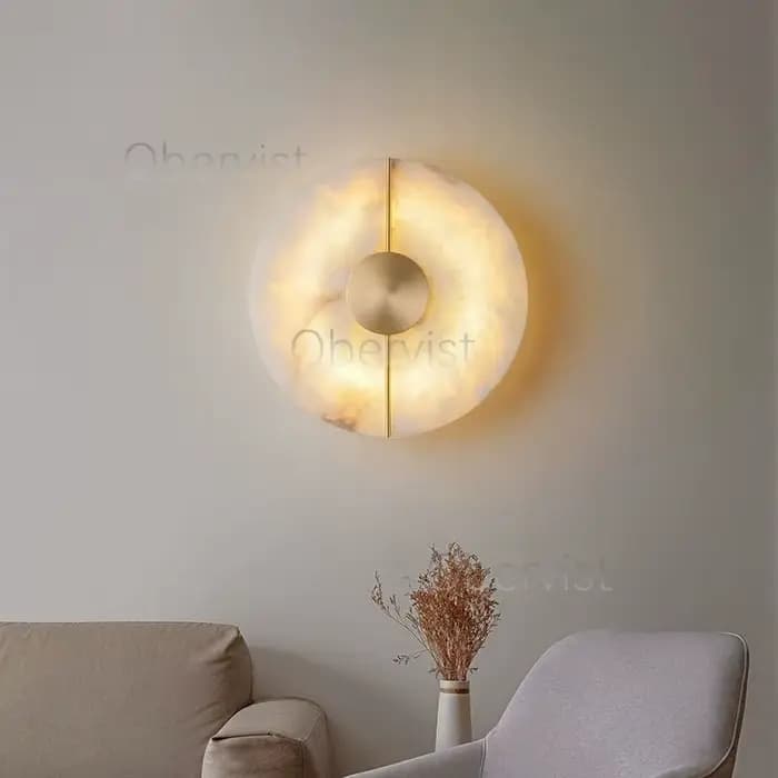 Applique murale moderne de luxe créative en marbre - Applique murale en marbre d'albâtre pour chambre à coucher, chevet, salon, couloir, décoration intérieure
