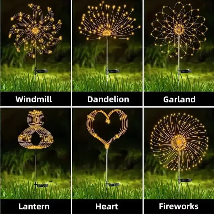 Feu d'artifice solaire LED d'extérieur, décoration de jardin, lumières féeriques, étanche, pissenlit, lampe de pelouse pour jardin, paysage, décoration de pelouse