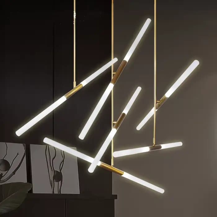 Plafonnier LED suspendu en forme de tube, éclairage d'intérieur, luminaire décoratif de plafond, idéal pour une villa, une cuisine ou un magasin