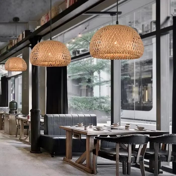 Plafonnier Suspendu en Bambou Tissé à la Main, Luminaire Décoratif de Plafond en Rotin, Idéal pour une Chambre à Coucher