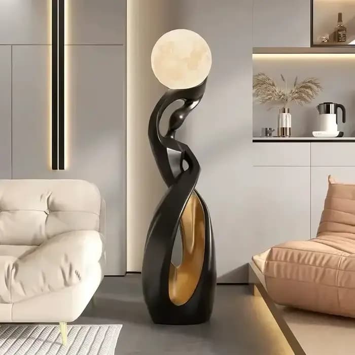 Lampadaire de Luxe Grand Format, Ornement Artistique Abstrait, Éclairage Haut de Gamme pour Salon, Côté Télévision, Décoration Intérieure