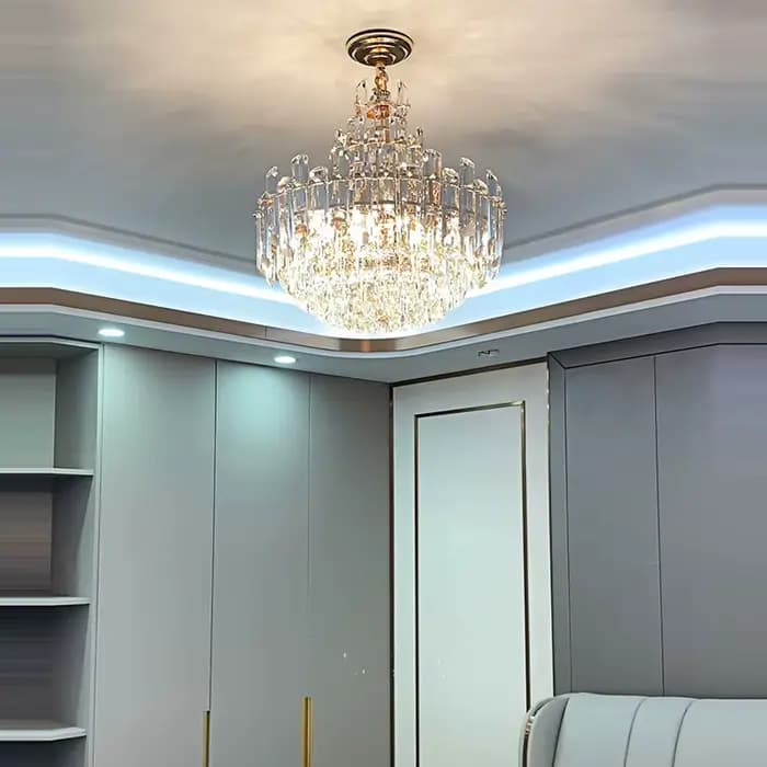 Lustre en cristal de luxe moderne pour bâtiment Duplex salon salle à manger suspension décor Lustre luminaire Suspension Luminaire