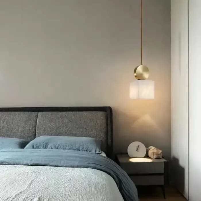 Lustre LED moderne en laiton 2025, design en marbre et cuivre, chambre à coucher ronde et carrée, salon, salle à manger, éclairage intérieur d'hôtel